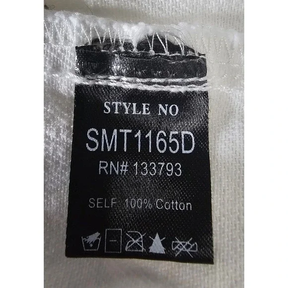 POL Distressed Fringe Hem Denim Shirt Jacket Long Sleeve Button Up White SZ L - Picture 8 of 11